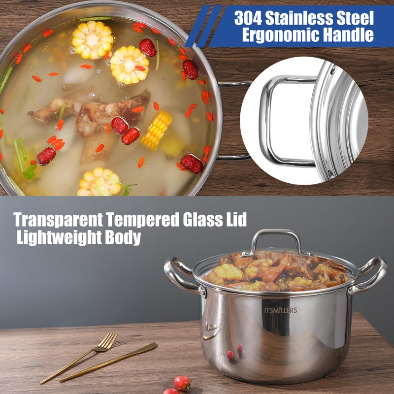 ItsMillers Stainless Steel Stock Pot - 8 Quart, Soup Pot Induction Compatible, Cooking Pot with Riveted Handle, Oven & Dishwasher Safe - Image 4